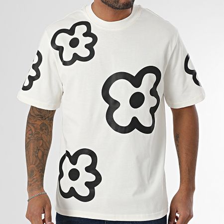 Frilivin - Camiseta oversize 08C Blanco Negro Floral