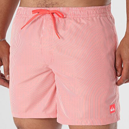 Quiksilver - Shorts de baño Everyday Solid Volley Stripe EQYJV04120 Rojo Blanco