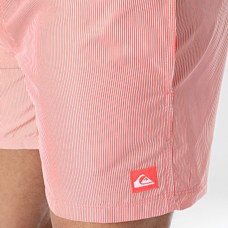 Quiksilver - Shorts de baño Everyday Solid Volley Stripe EQYJV04120 Rojo Blanco
