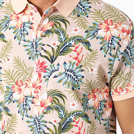 American People - Polo de manga corta Plaisir Salmón Floral