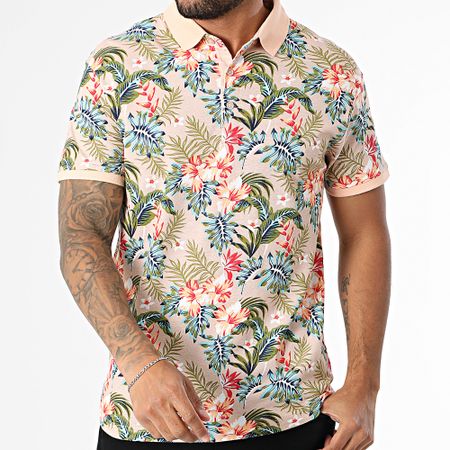 American People - Polo de manga corta Plaisir Salmón Floral