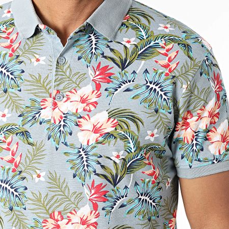 American People - Polo de manga corta Plaisir Gris Floral