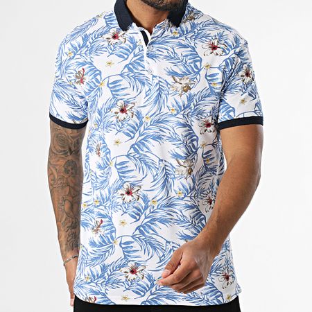 American People - Polo Manga Corta Pudge Blanco Azul Real Floral