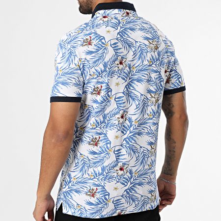 American People - Polo Manga Corta Pudge Blanco Azul Real Floral