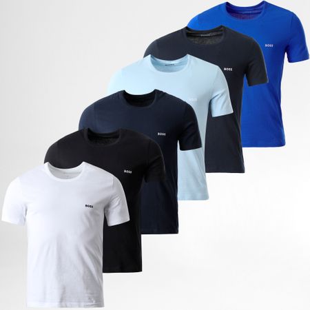 BOSS - Lote de 6 camisetas clásicas 50475284 50532468 Blanco Negro Azul marino Claro