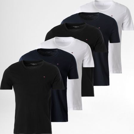 Tommy Hilfiger - Lote de 6 Camisetas Signature 3379 Negro Blanco Azul Marino