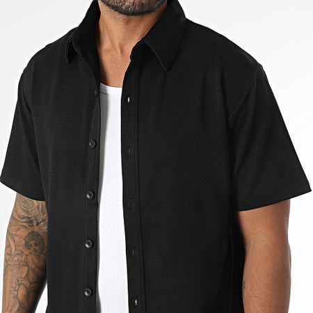 MTX - 303 Conjunto de camisa de manga corta y pantalón corto negro con textura