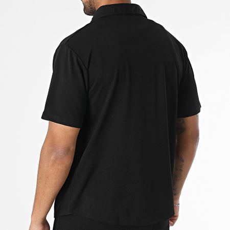 MTX - 303 Conjunto de camisa de manga corta y pantalón corto negro con textura