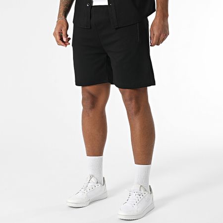 MTX - 303 Conjunto de camisa de manga corta y pantalón corto negro con textura