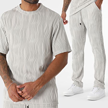 John H - Conjunto de camisa y pantalón 086 Gris claro