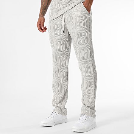 John H - Conjunto de camisa y pantalón 086 Gris claro