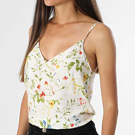 Vero Moda - Camiseta de tirantes de mujer Easy Joy White Green Floral