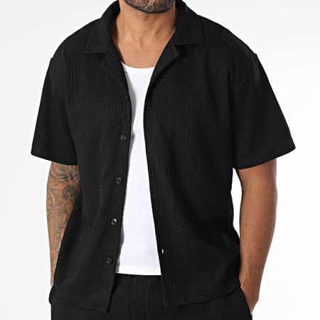 Uniplay - Conjunto de camisa de manga corta y pantalón corto texturizado 515 Negro