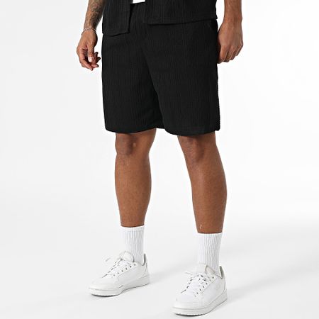 Uniplay - Conjunto de camisa de manga corta y pantalón corto texturizado 515 Negro