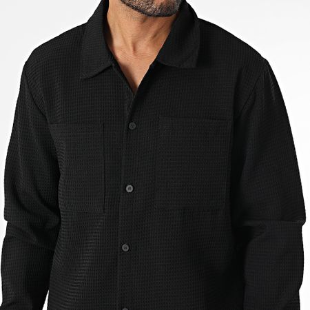 Uniplay - Conjunto de camisa y pantalón de manga larga Waffle 163 negro