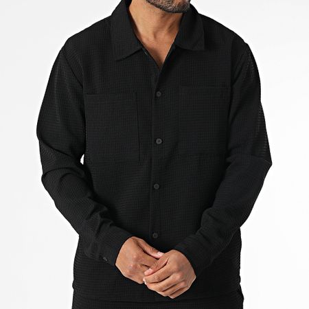Uniplay - Conjunto de camisa y pantalón de manga larga Waffle 163 negro