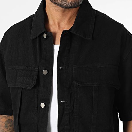 Uniplay - Conjunto de chaqueta vaquera de manga corta y pantalón corto cargo Jean 235 Negro