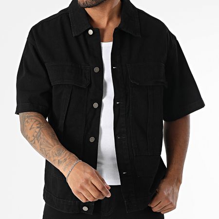 Uniplay - Conjunto de chaqueta vaquera de manga corta y pantalón corto cargo Jean 235 Negro