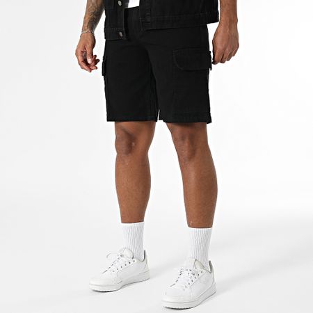 Uniplay - Conjunto de chaqueta vaquera de manga corta y pantalón corto cargo Jean 235 Negro