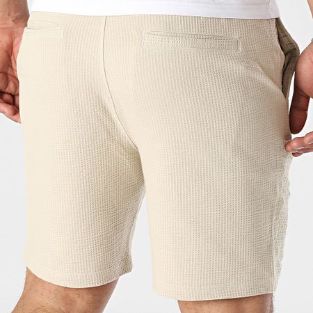 Only And Sons - Regular Fit Pantalones Cortos Waffle Kian Seersucker Beige