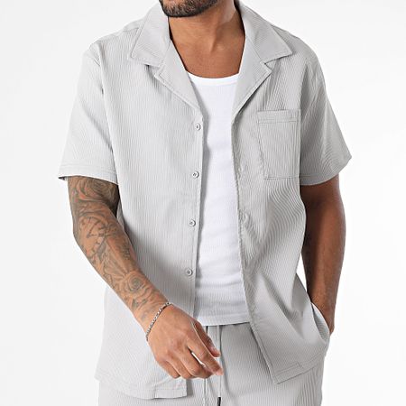 MTX - 21A Conjunto de camisa gris de manga corta y pantalón corto de punto elástico