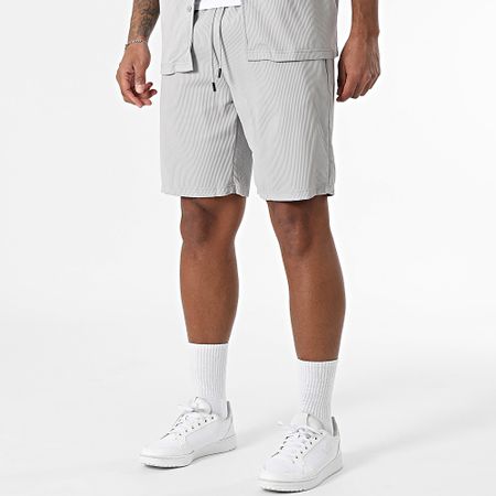 MTX - 21A Conjunto de camisa gris de manga corta y pantalón corto de punto elástico