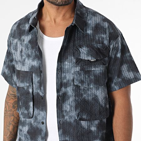 MTX - Conjunto de camisa de manga corta y pantalón corto a rayas 528 Negro Gris