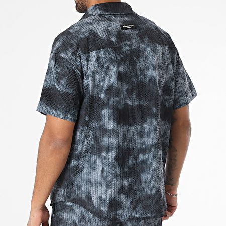 MTX - Conjunto de camisa de manga corta y pantalón corto a rayas 528 Negro Gris