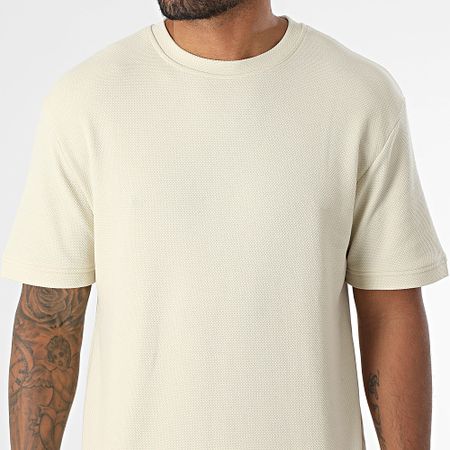 Classic Series - Conjunto de camiseta oversize grande y pantalón corto texturizado 051 beige