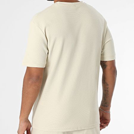 Classic Series - Conjunto de camiseta oversize grande y pantalón corto texturizado 051 beige
