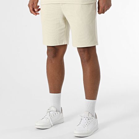 Classic Series - Conjunto de camiseta oversize grande y pantalón corto texturizado 051 beige