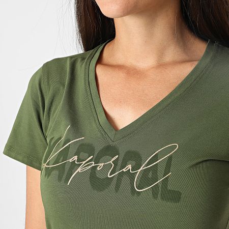 Kaporal - Camiseta de mujer Vasic con cuello en V Verde caqui