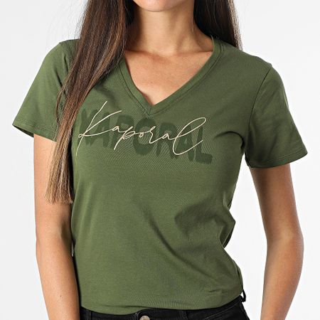 Kaporal - Camiseta de mujer Vasic con cuello en V Verde caqui