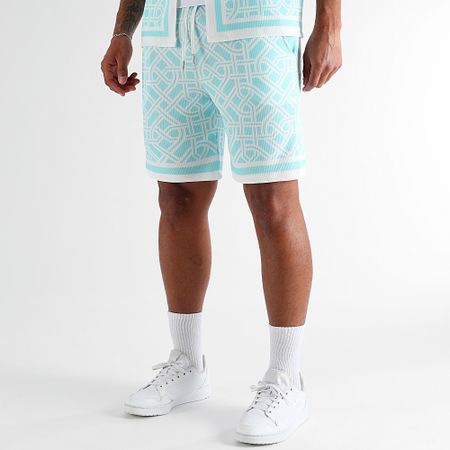 LBO - Conjunto de camisa de manga corta y pantalón corto estampado 2065 Mint Green White