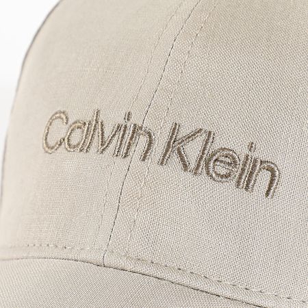 Calvin Klein - Gorra de lino con logotipo bordado 5024 Beige