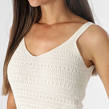 Only - Vestido de punto con cuello en V blanco Tropica para mujer