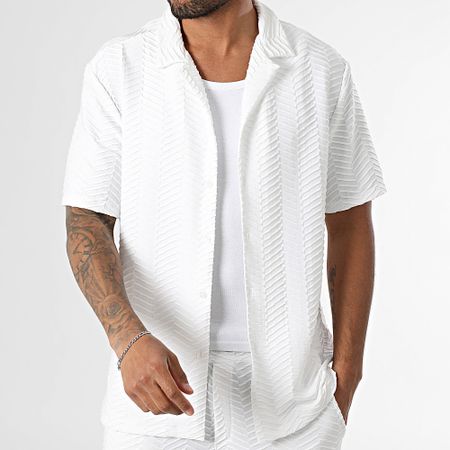 Uniplay - Conjunto de camisa de manga corta y pantalón texturizado 032 Blanco
