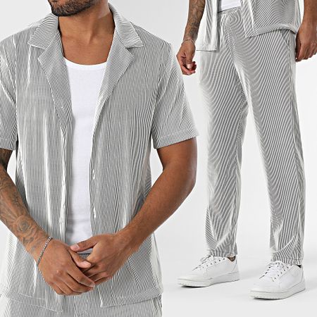 Uniplay - Conjunto de camisa de manga corta y pantalón de canalé 190 Blanco Negro