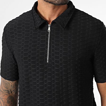 Zelys Paris - Polo de manga corta texturizado Lupo Negro