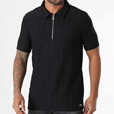 Zelys Paris - Polo de manga corta texturizado Lupo Negro