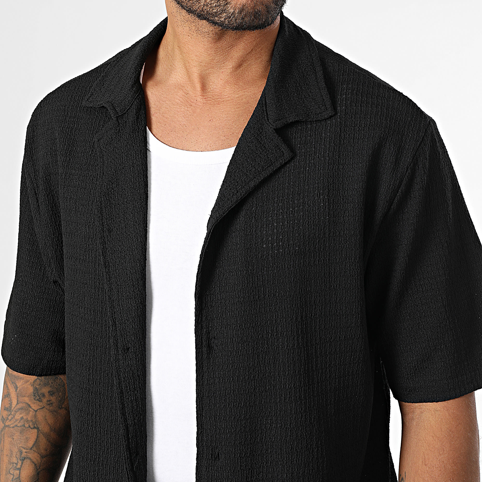 Zelys Paris - Conjunto de camisa de manga corta y pantalón corto Ano negro