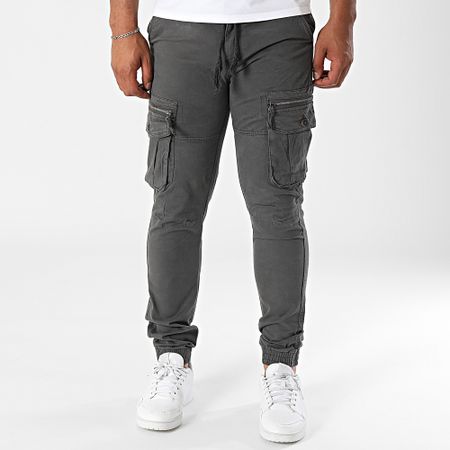 John H - Lote de 2 pantalones cargo 01 gris marengo negro