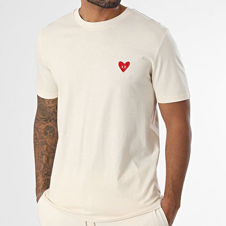 Luxury Lovers - Conjunto de camiseta y pantalón corto bordado Corazón beige