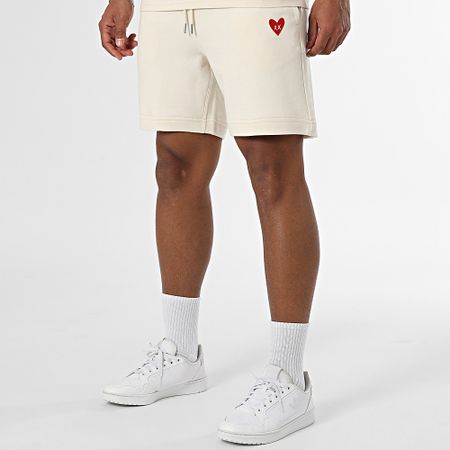 Luxury Lovers - Conjunto de camiseta y pantalón corto bordado Corazón beige