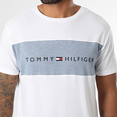 Tommy Hilfiger - Block Logo 3418 Blanco Azul Moteado Camiseta