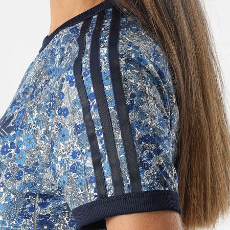 Adidas Originals - Camiseta mujer JC5304 Azul marino Claro Blanco Floral