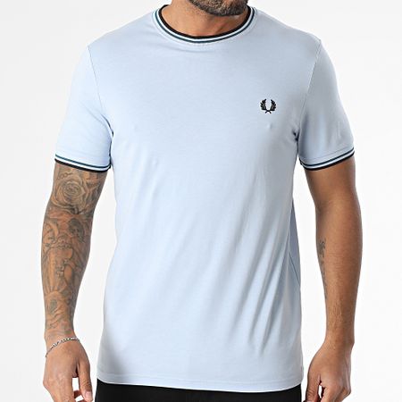 Fred Perry - M1588 Camiseta doble punta azul claro
