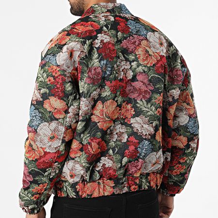 Frilivin - Chaqueta con cremallera Q51 Verde Rojo Naranja Floral