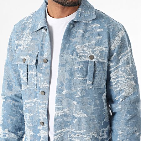 Frilivin - D01 Conjunto de vaquero azul y sobrecamisa vaquera regular fit