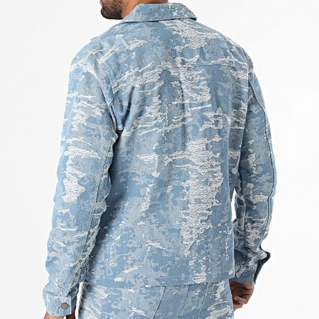 Frilivin - D01 Conjunto de vaquero azul y sobrecamisa vaquera regular fit